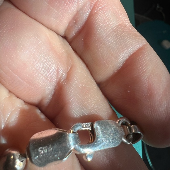 FAS .925 sterling silvered bead necklace size 16 inch. - Picture 3 of 8